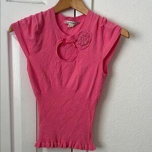 Nanette Lepore Vibrant Pink Knit Top with Rosette